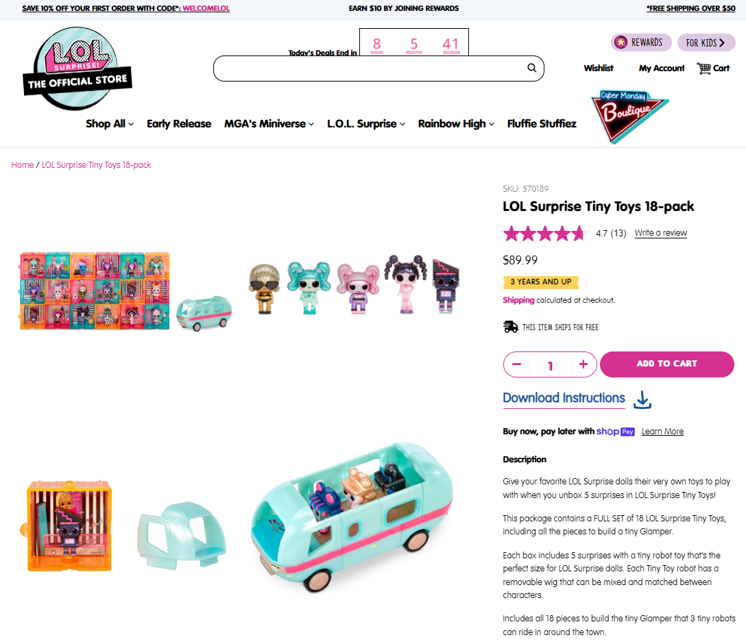 L.O.L. Surprise! Tiny Toys Full Series 1–18 Pack Build a Tiny Glamper