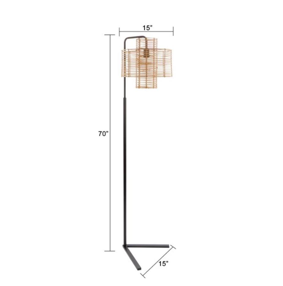 70" Hangover Floor Lamp with Woven Rattan Shade