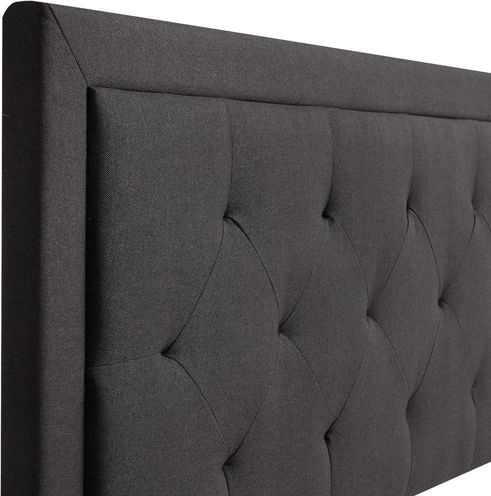 LUCID Upholstered Queen Platform Bed Frame with Headboard - Charcoal