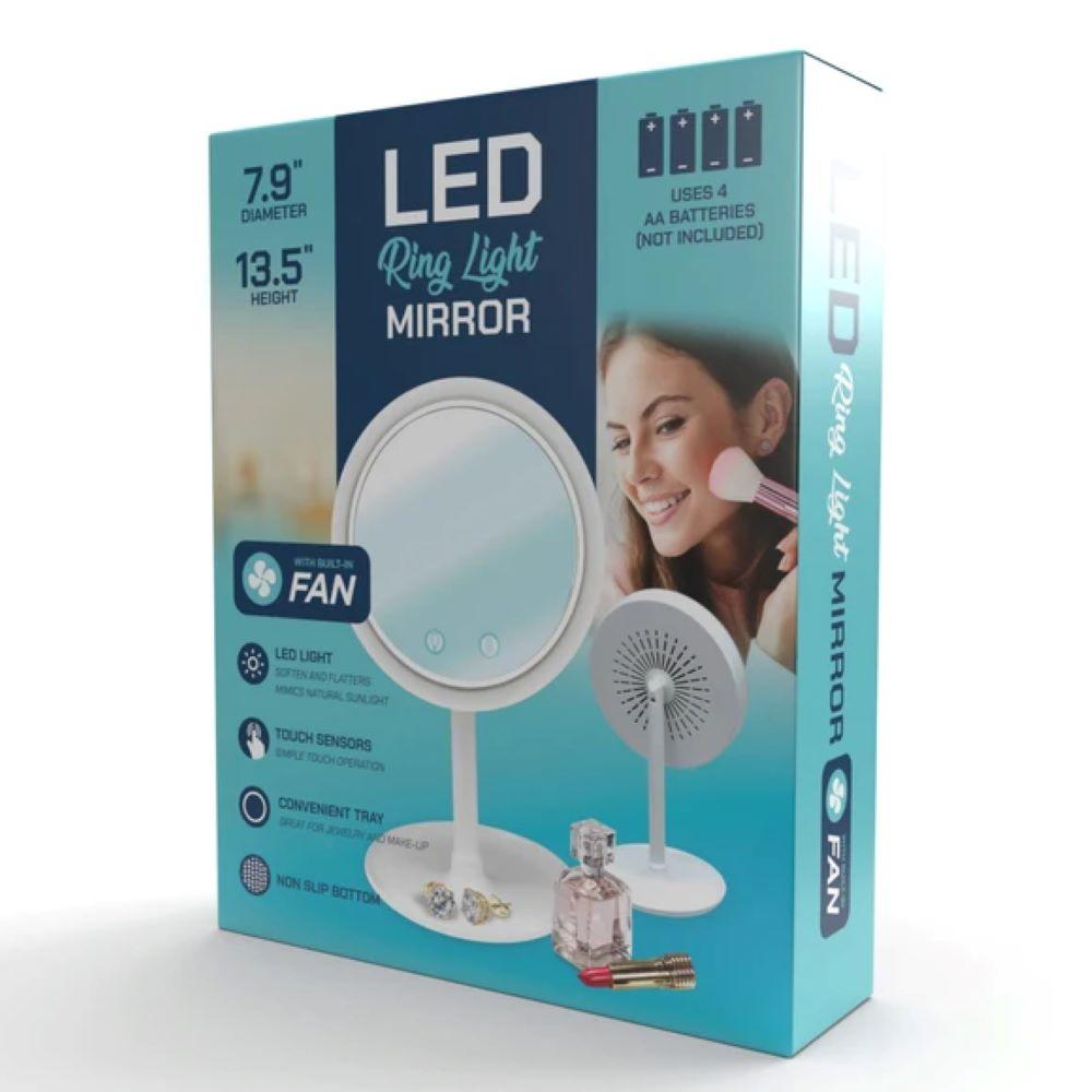 Light-Up LED Ring Light Mirror with Fan