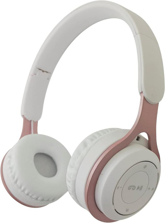 Gabba Goods Metallix Core Wireless Headphones - White/Rose Gold