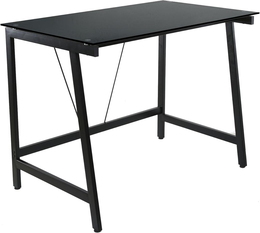 OneSpace Contemporary Black Glass Writing Desk