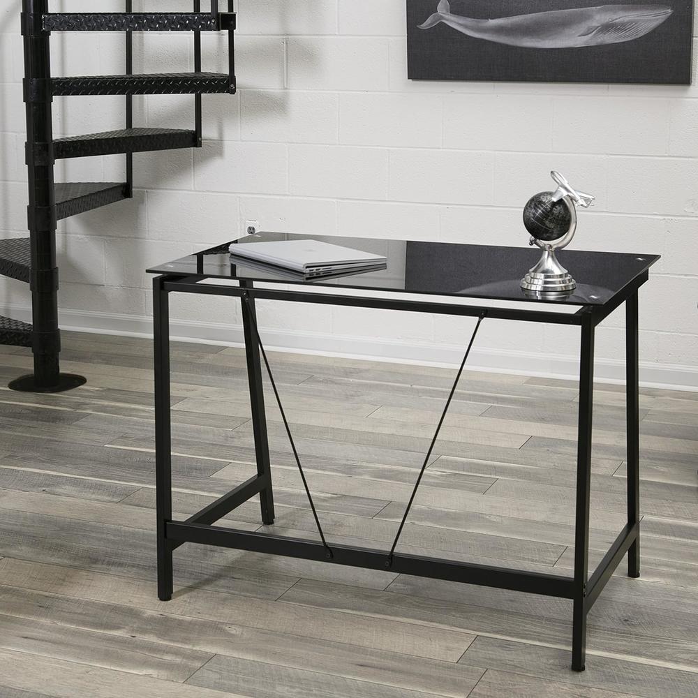 OneSpace Contemporary Black Glass Writing Desk