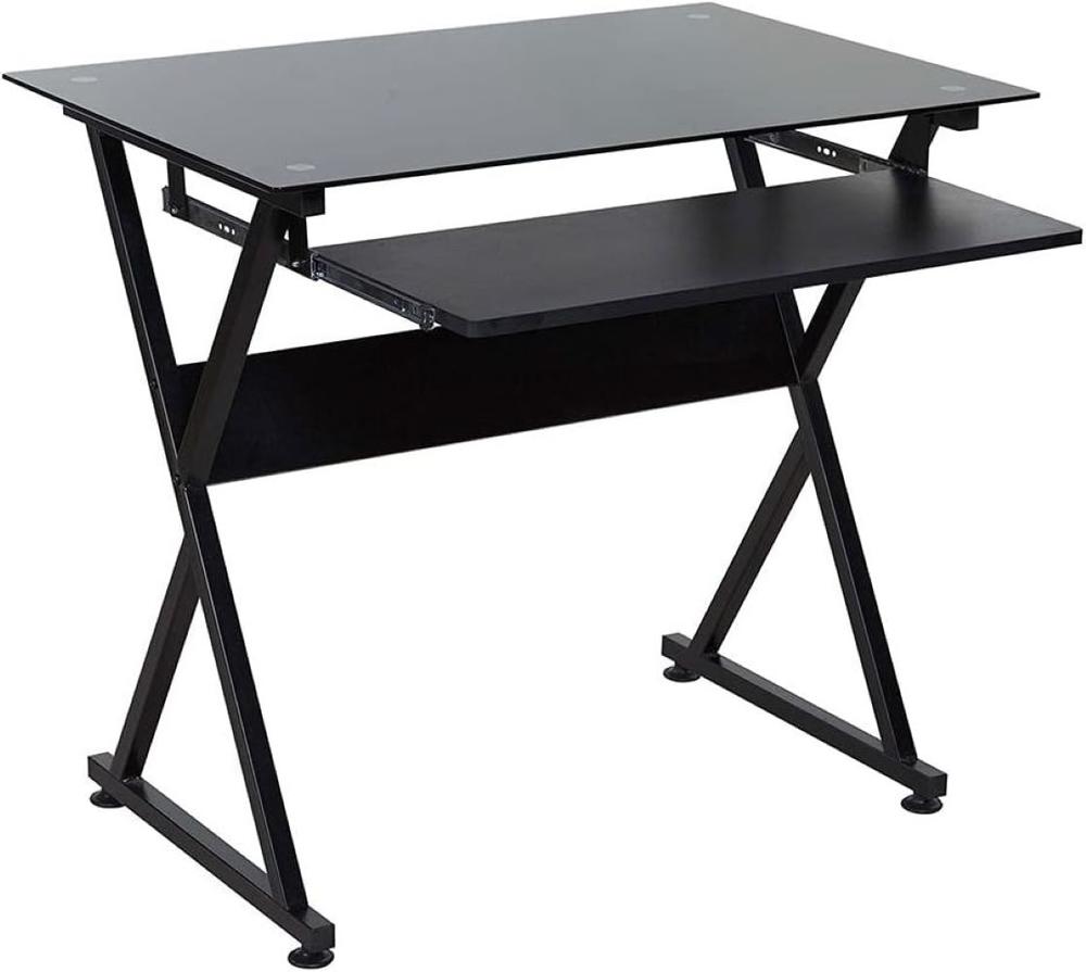 OneSpace Ultramodern Black Glass Desk