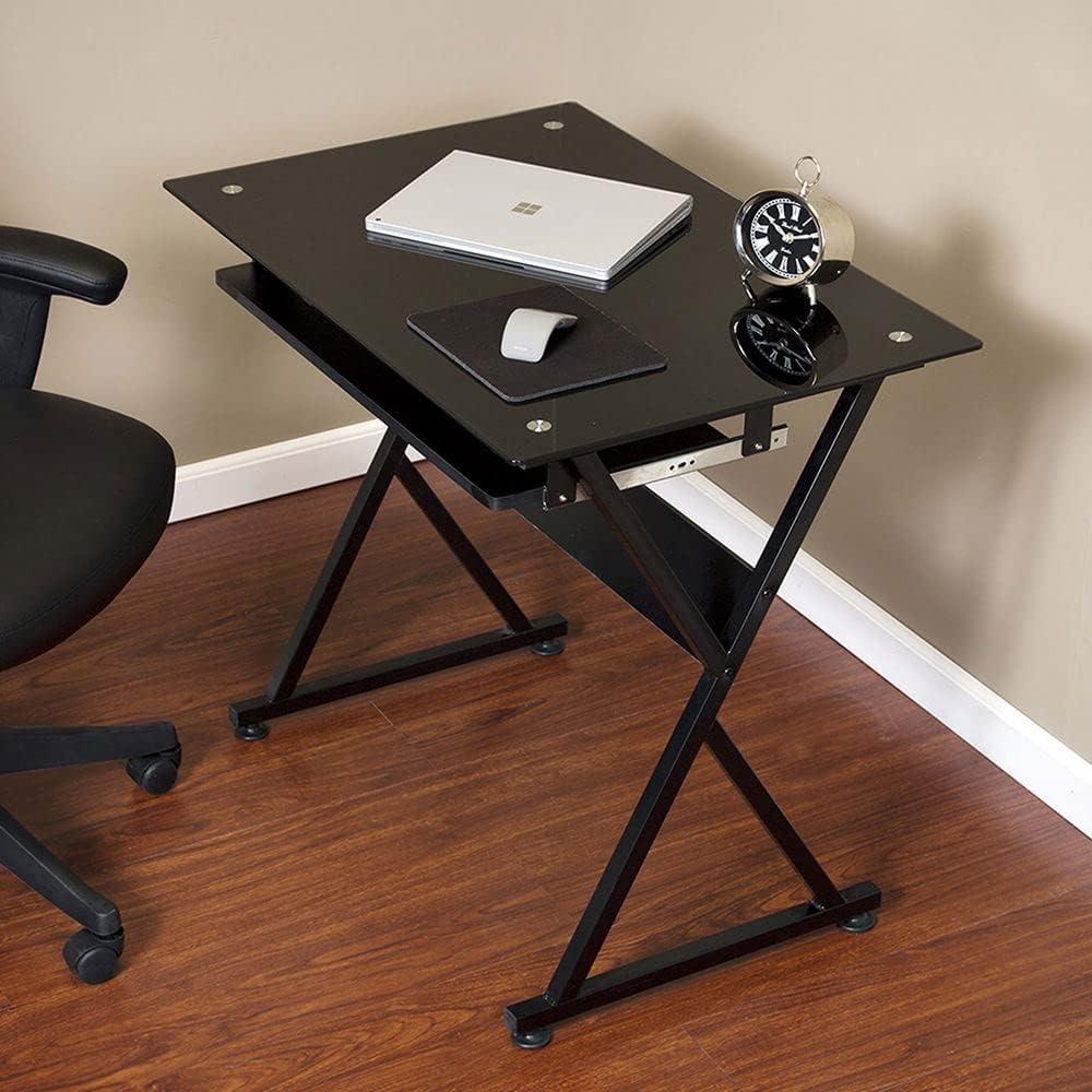 OneSpace Ultramodern Black Glass Desk