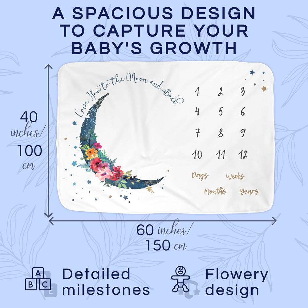 Luka&Lily Monthly Milestone Floral Moon Blanket