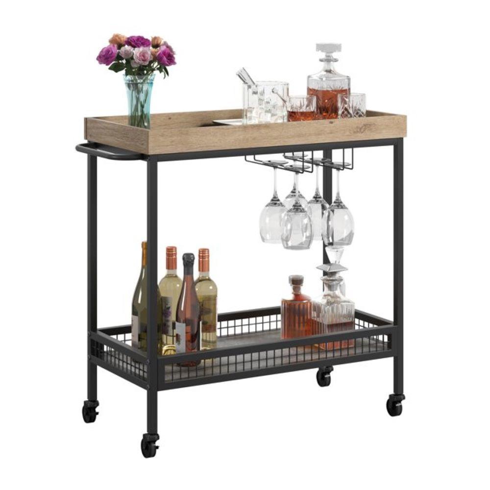 Sauder Home Accents Rolling Bar Cart - Prime Oak