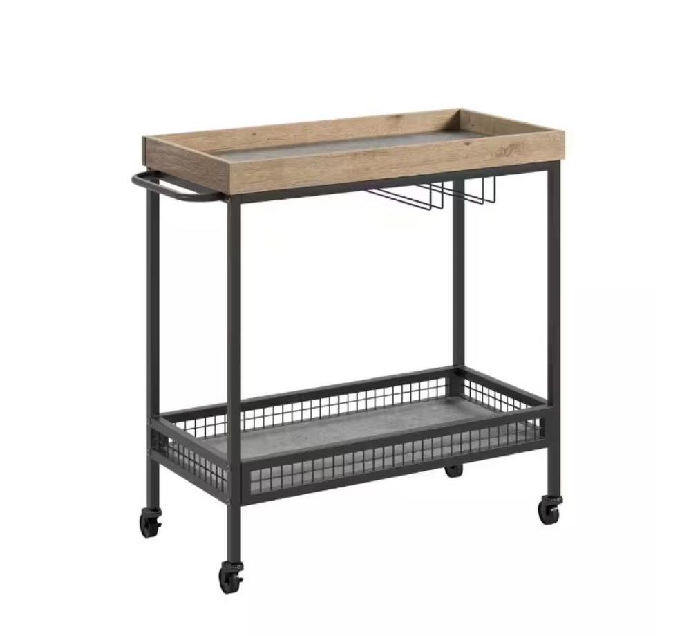 Sauder Home Accents Rolling Bar Cart - Prime Oak