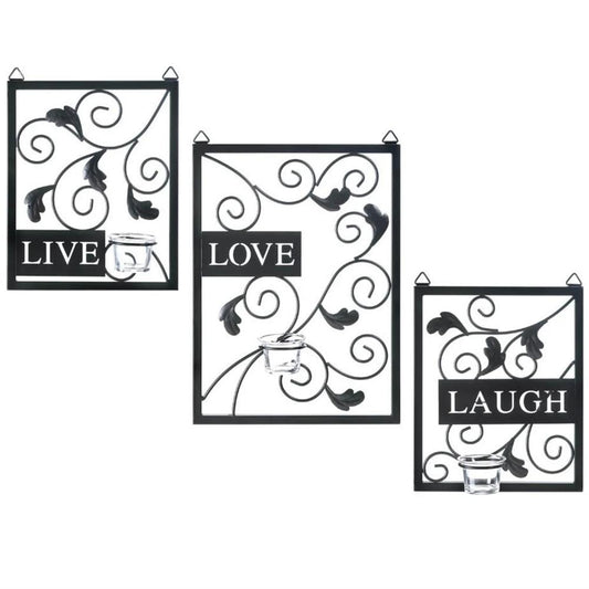 Home Decorative Live Laugh Love Candle Sconce Set
