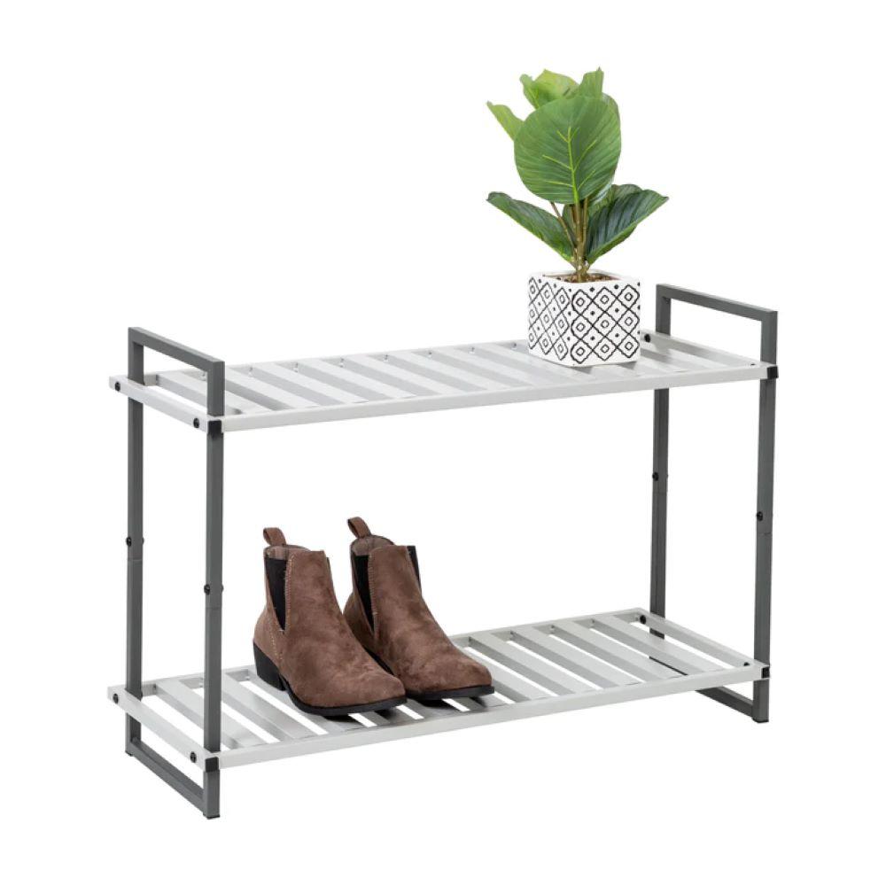 Honey Can Do Gray 2-Tier Metal Shoe Rack
