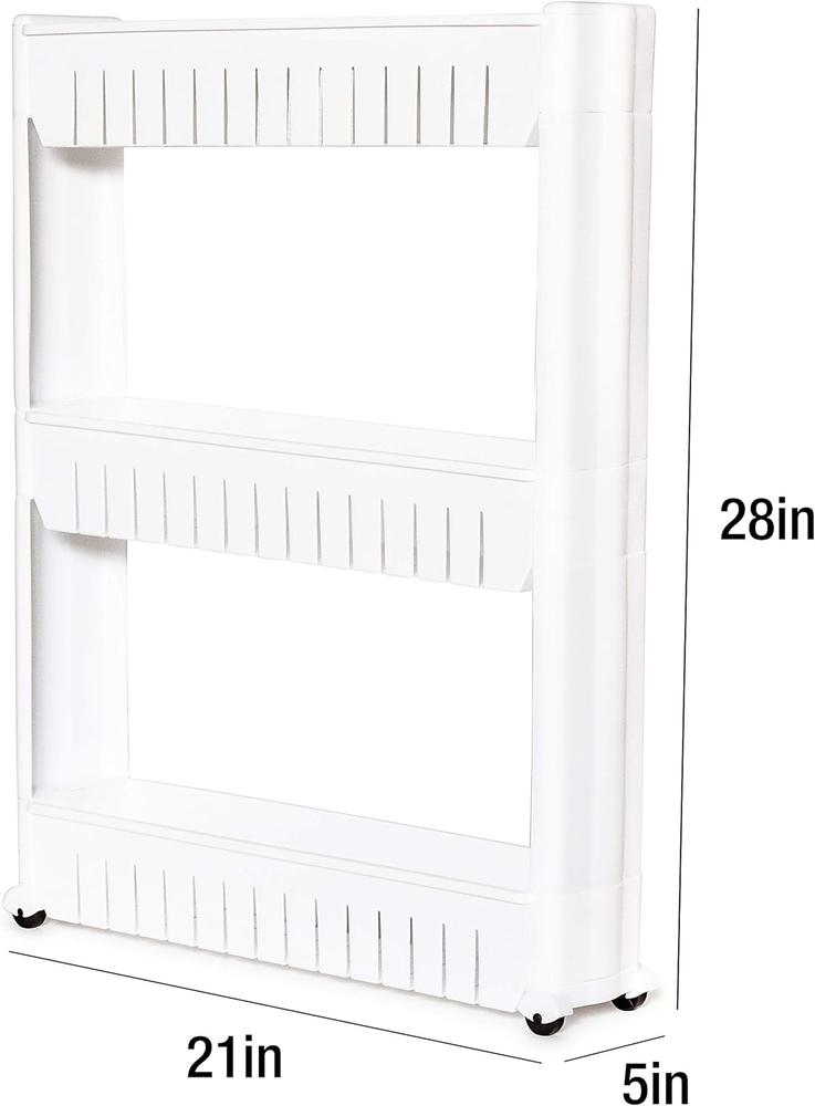 Lexi Home White 3-Tier Rolling Cart Pantry Organizer