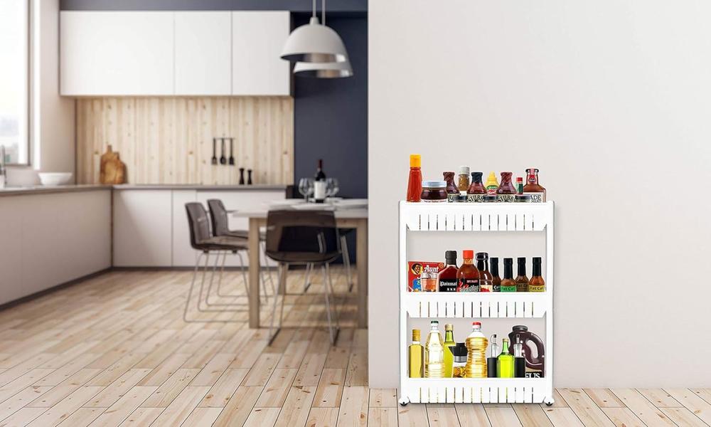 Lexi Home White 3-Tier Rolling Cart Pantry Organizer