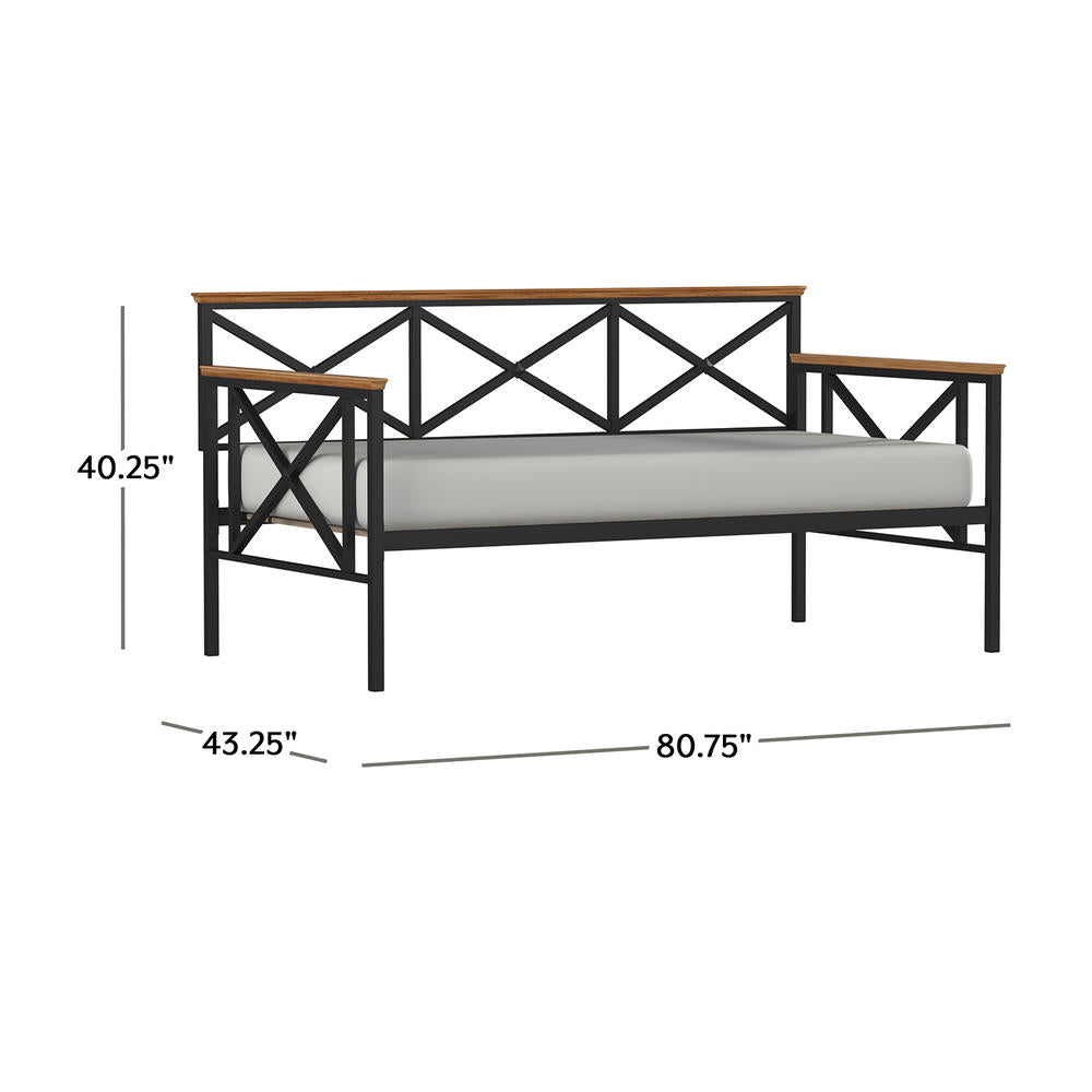 Hillsdale Ashford Black Oak Wood and Metal Daybed