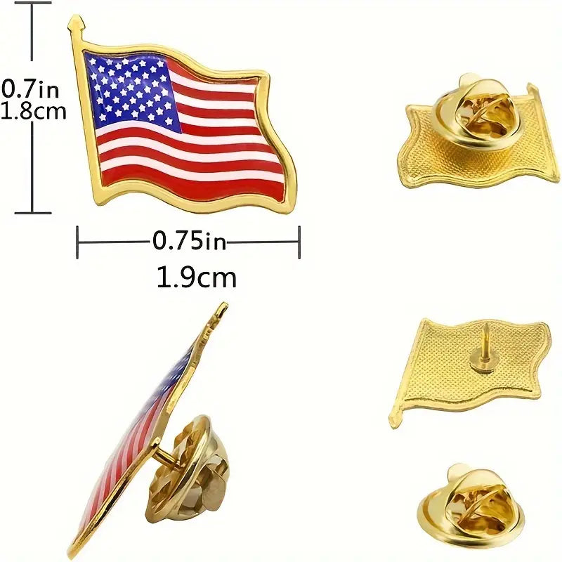 American Flag Lapel Trucker Hat Pin - Patriotic USA Waving Flag Badge Pin