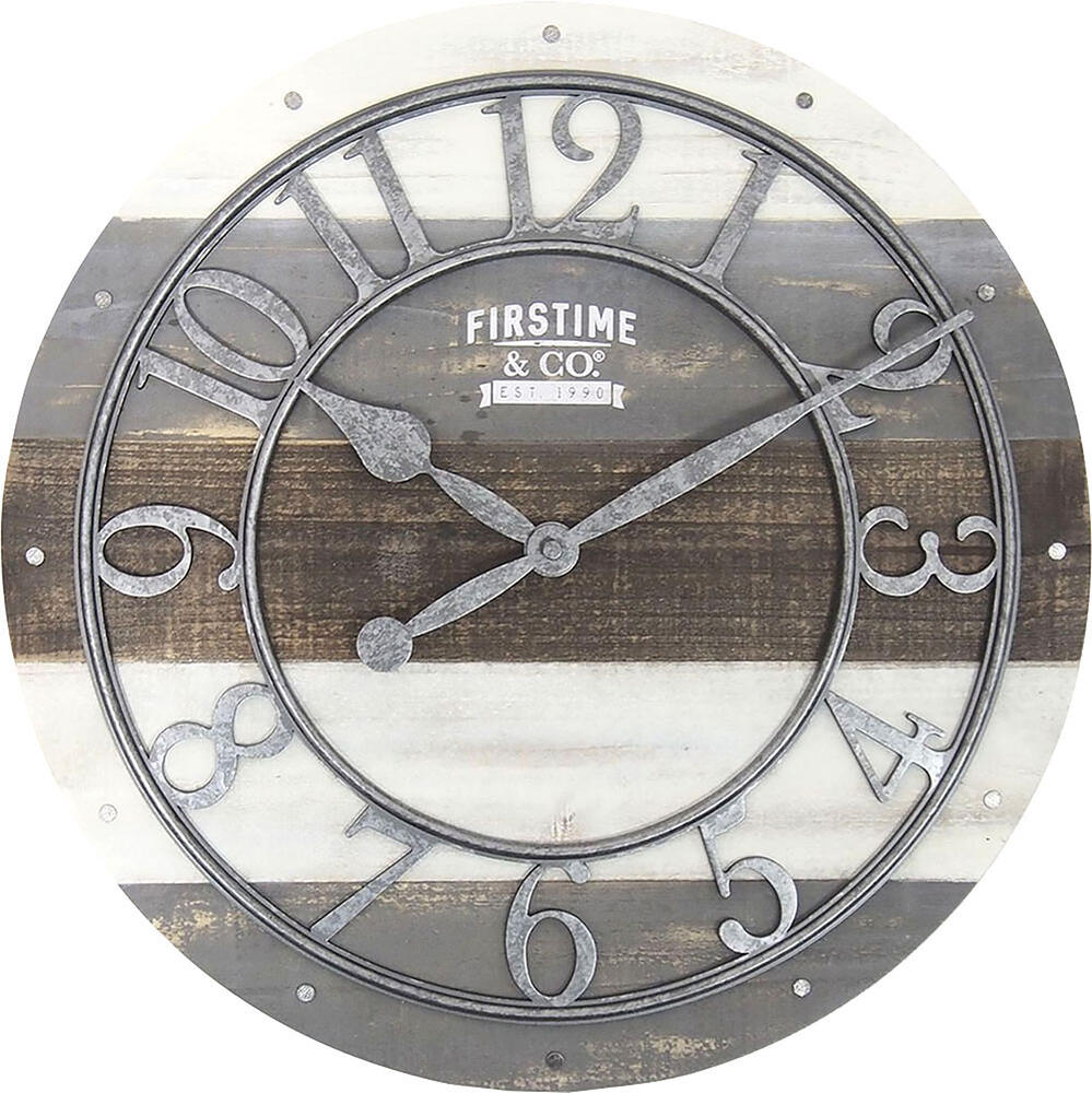 FirsTime & Co. Shabby Wood 16″ Wall Clock