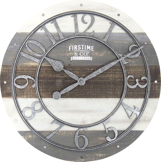 FirsTime & Co. Shabby Wood 16″ Wall Clock