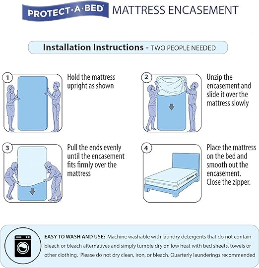 Protect-A-Bed AllerZip Smooth Allergy, Dust Mite & Bed Bug Proof 6-Sided Waterproof Mattress Encasement