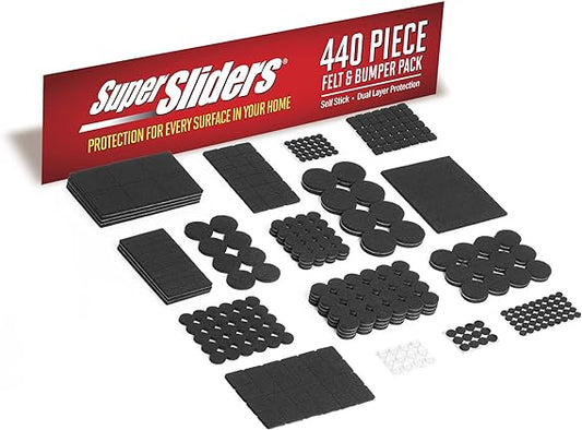 Super Sliders Self-Stick Furniture Felt Pads & Cabinet Bumpers - 440-piece