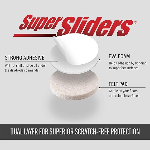 Super Sliders Self-Stick Furniture Felt Pads & Cabinet Bumpers - 440-piece