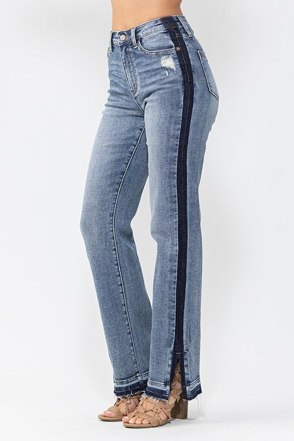 Judy Blue High Waist Side Seam Detail Straight Jeans 88641