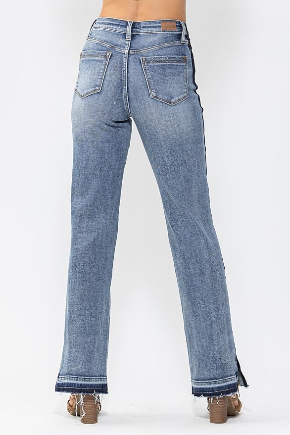 Judy Blue High Waist Side Seam Detail Straight Jeans 88641