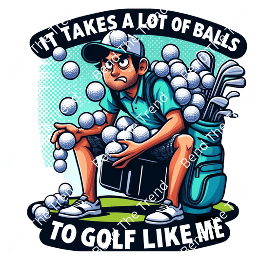 Funny Golf Man T-Shirt Graphics, Transparent Digital Download for DTF Design Gang Sheet
