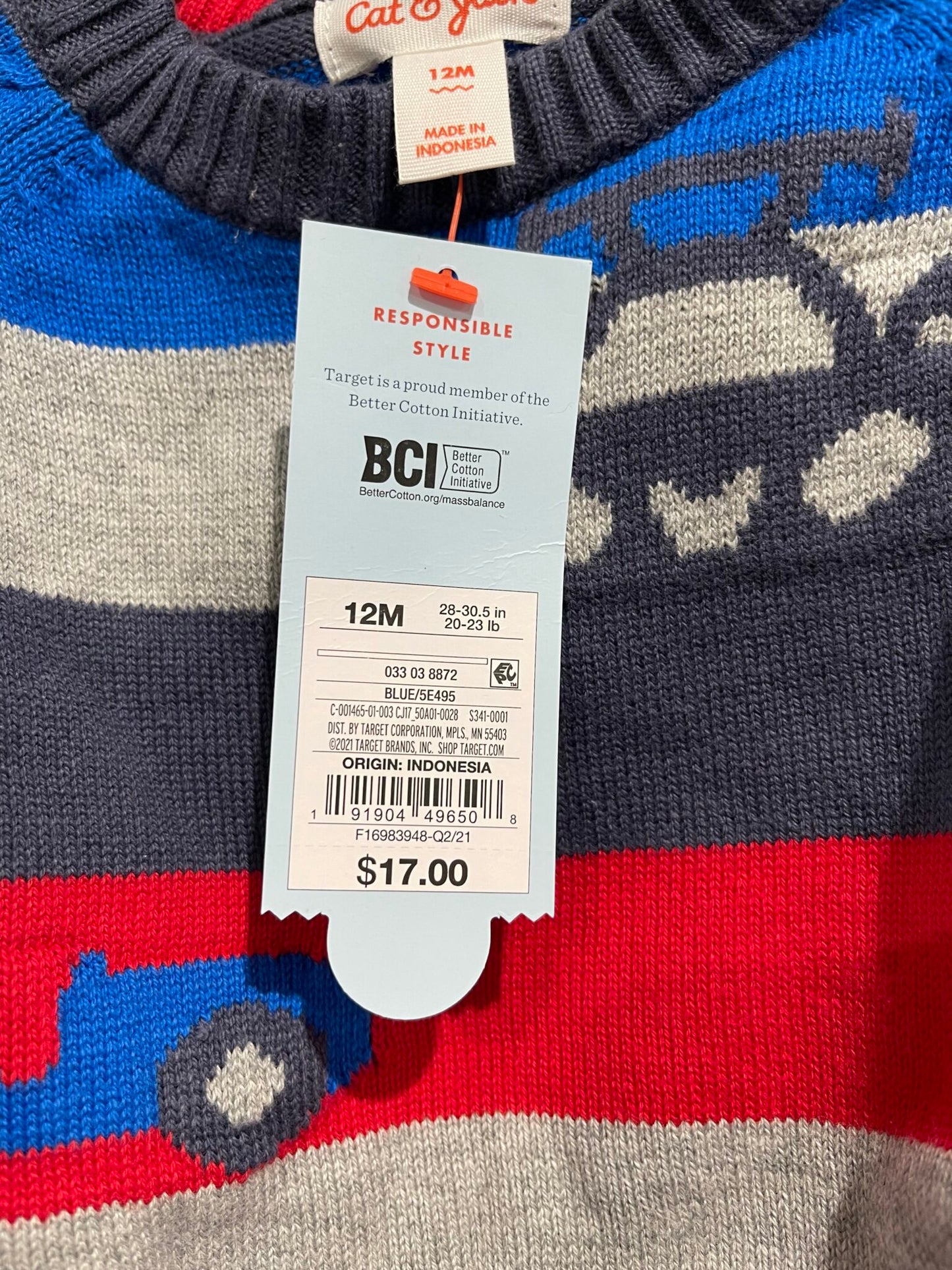 Cat & Jack Striped Car Sweater – 12M