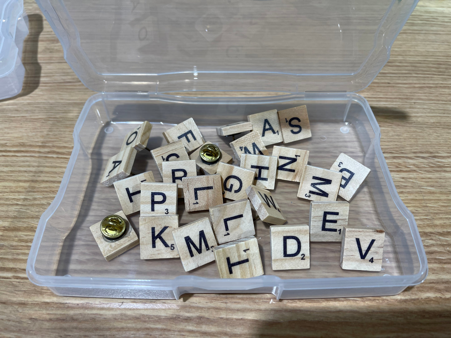 Scrabble Tile Tack Hat Pins - Alphabet A-Z Wood Lapel Pins