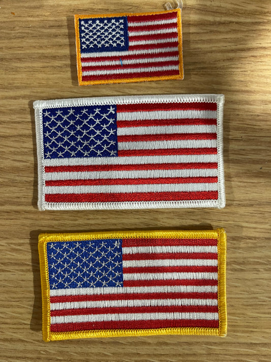 Iron-On American Flag Embroidered Patch - Multiple Sizes