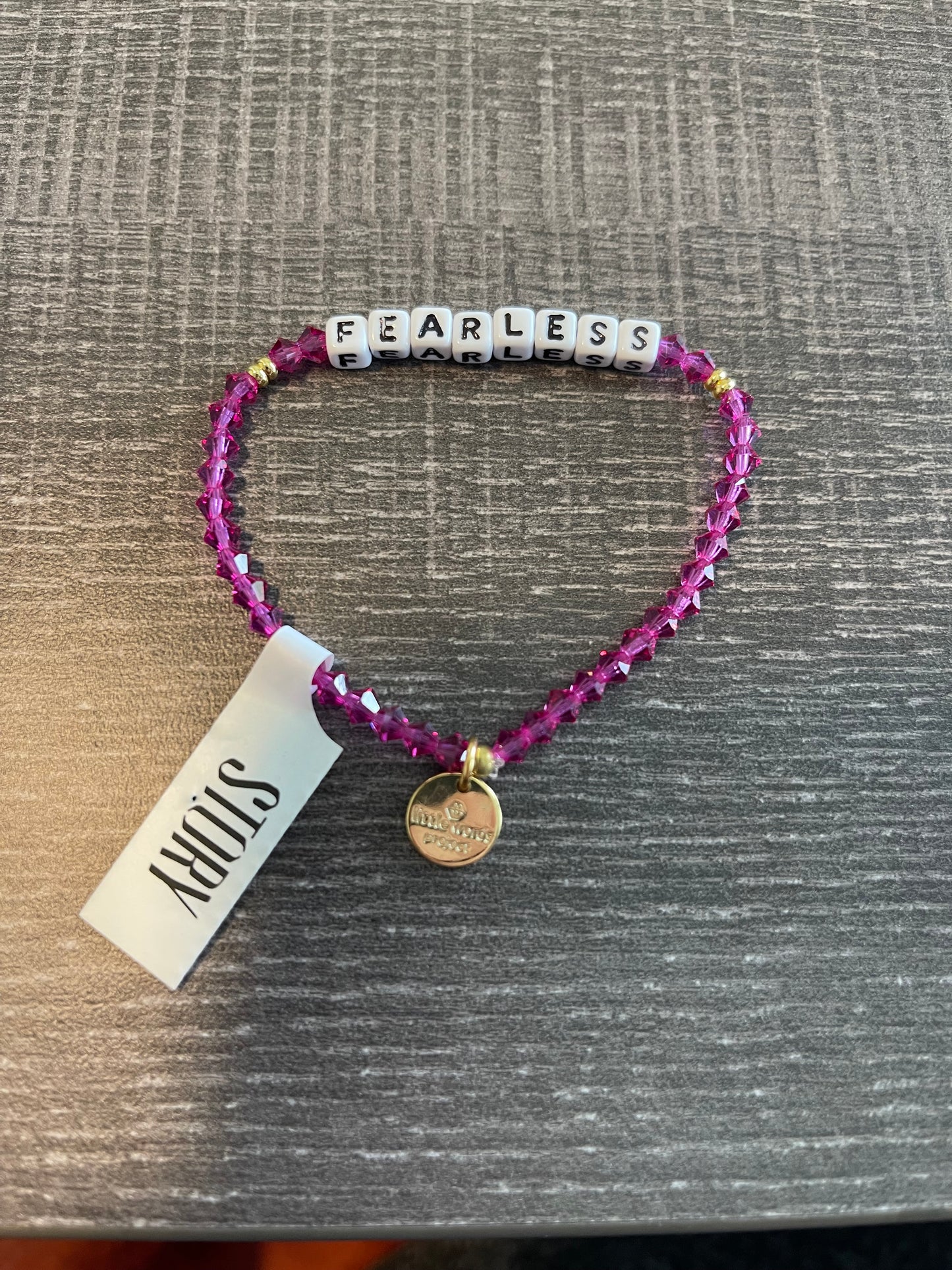 Fearless Word Pink Beaded Friendship Bracelet