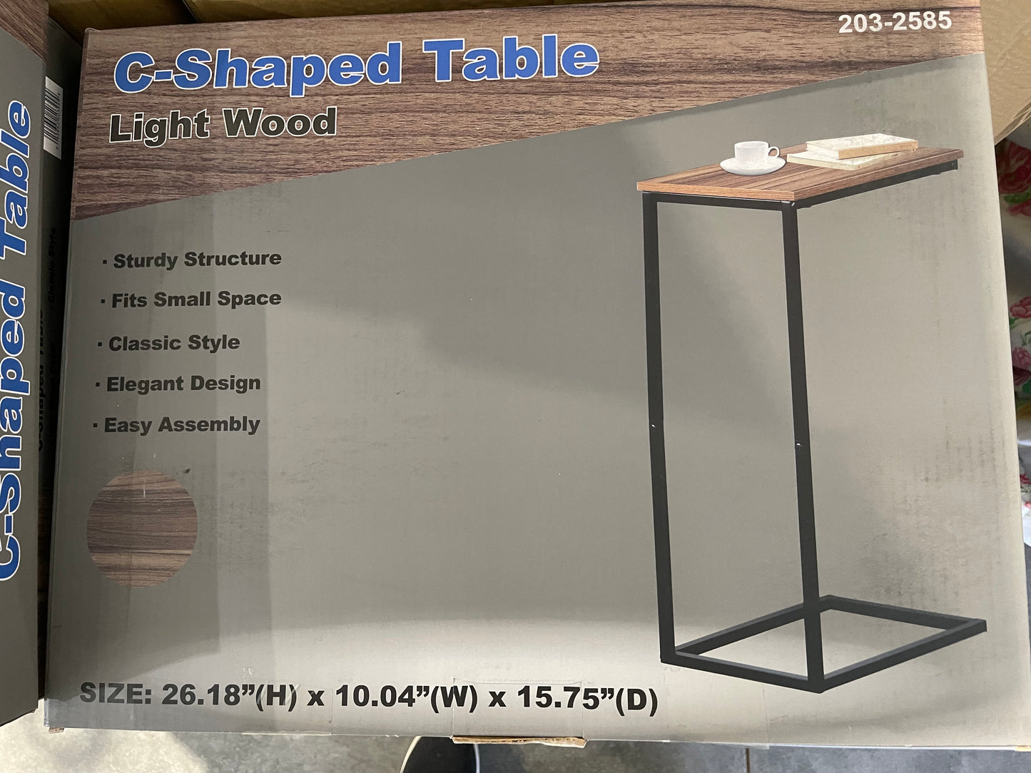 Light Wood C-Shaped Table