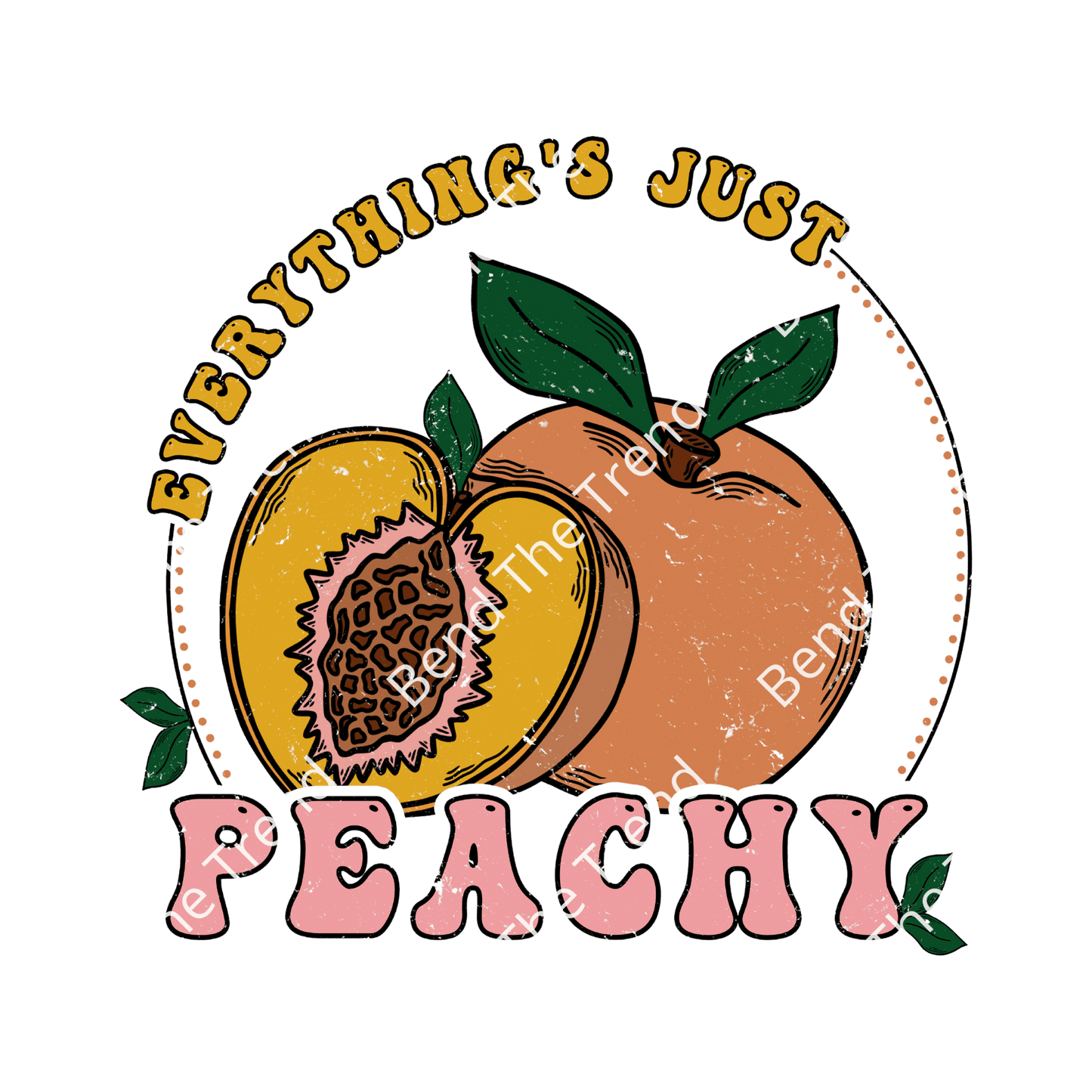 Just Peachy T-Shirt Graphics, Transparent Digital Download for DTF Design Gang Sheet