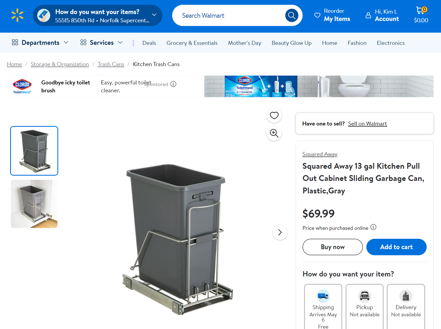 ORG 7.6 gallon Pull-Out Under-Cabinet Trash Can