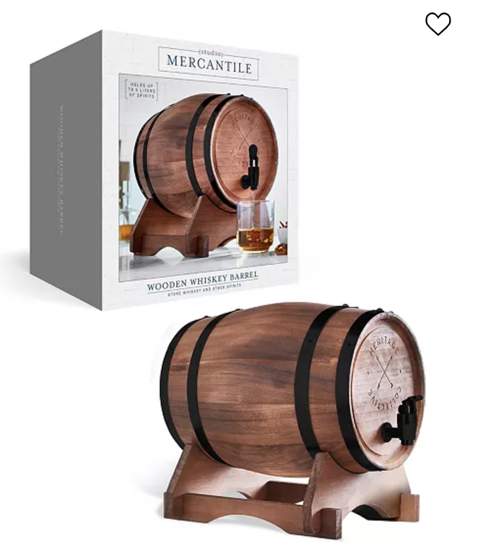 Studio Mercantile Miniature Wood Whiskey Barrel Dispenser