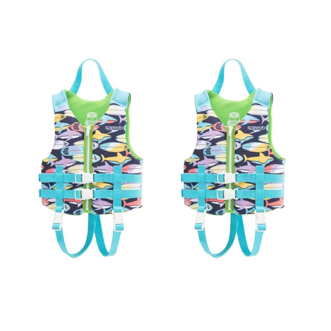 2-Pack Speedo Child Life Jacket Vests - Blue Fins