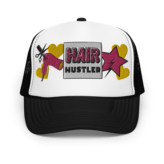 Hair Hustler Embroidered Patches Otto Foam Trucker Hat