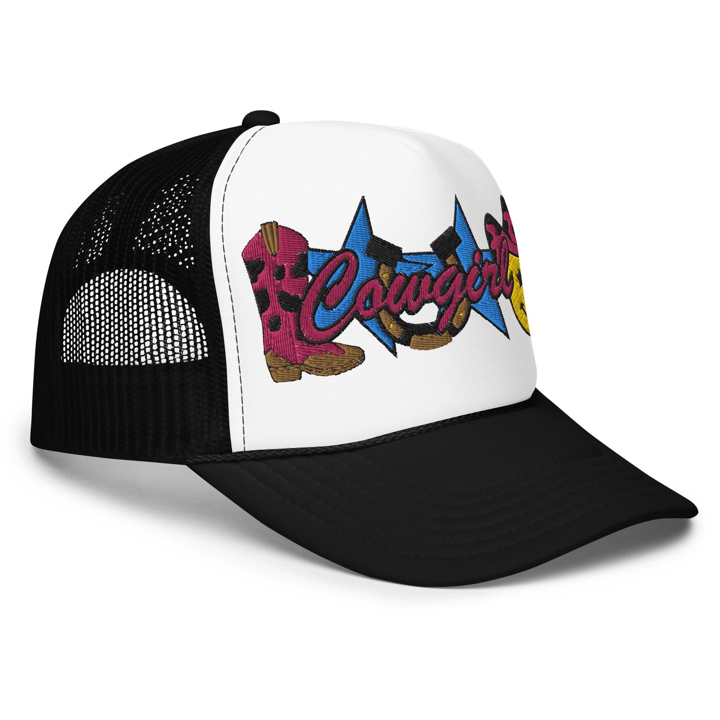 Cowgirl Embroidered Patches Otto Foam Trucker Hat