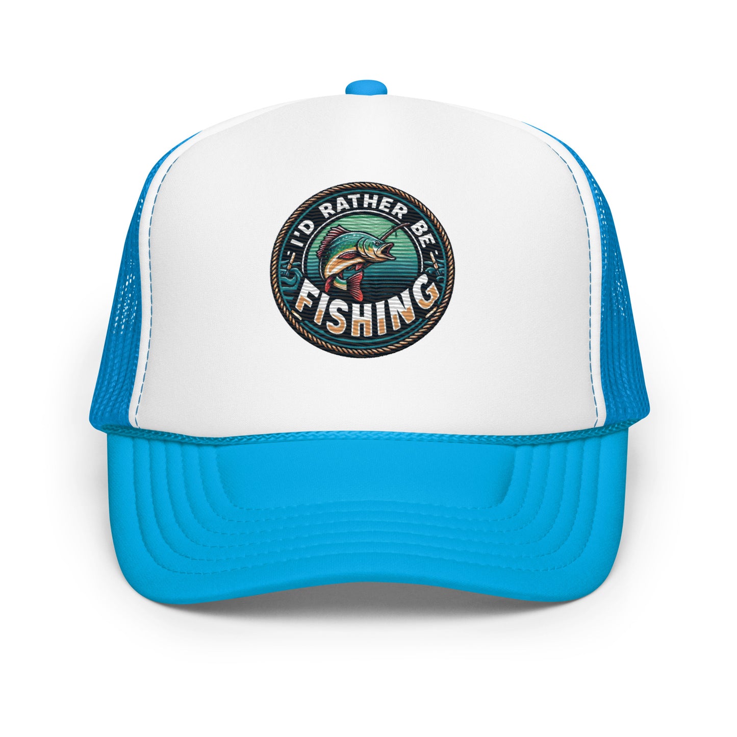I'd Rather Be Fishing Embroidered Patch Otto Foam Trucker Hat