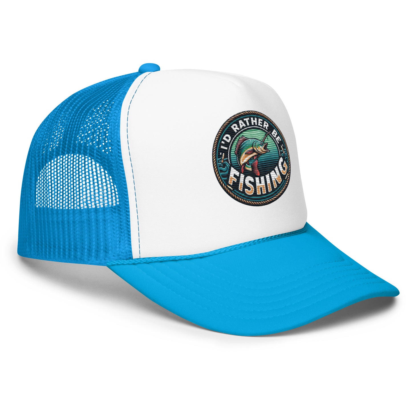 I'd Rather Be Fishing Embroidered Patch Otto Foam Trucker Hat