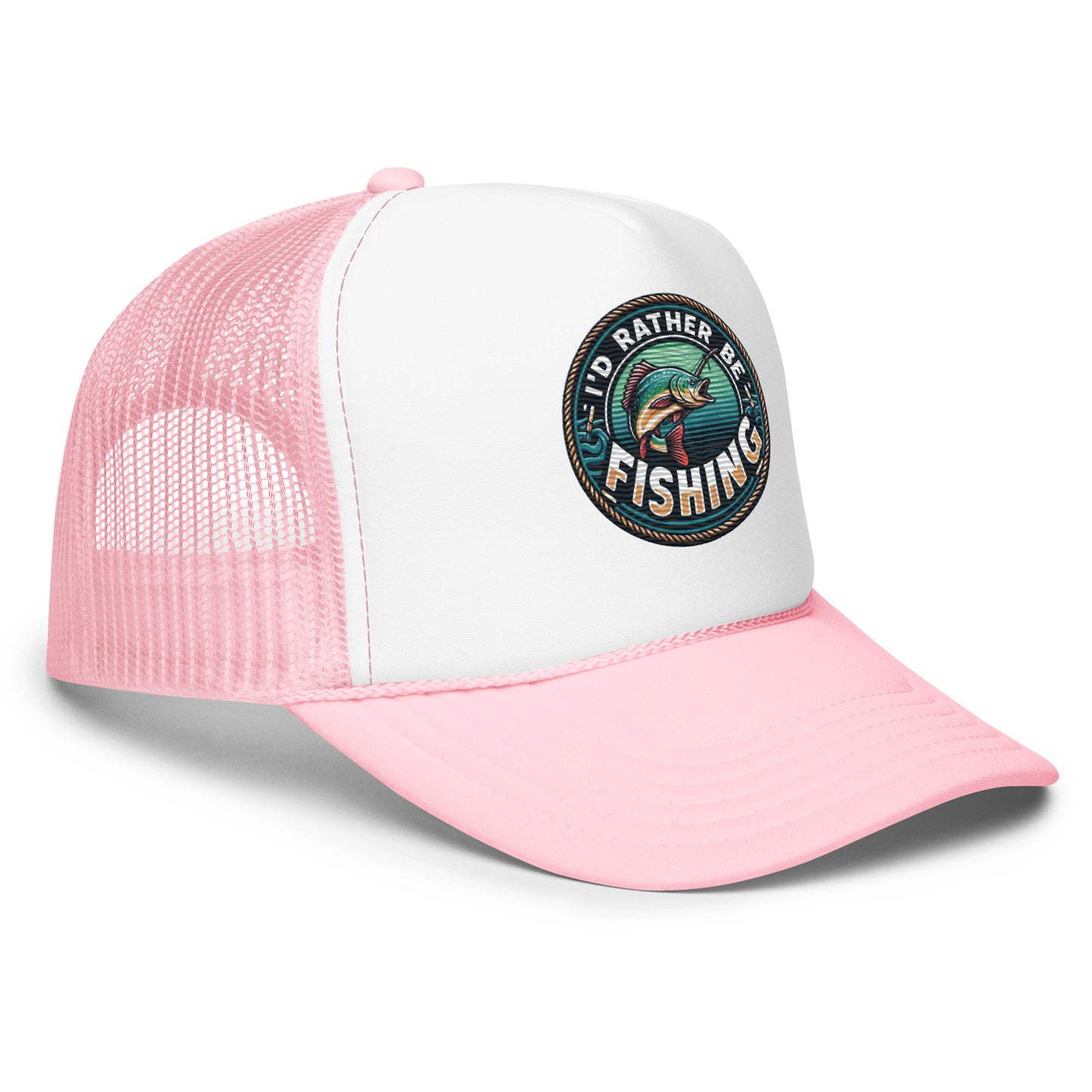 I'd Rather Be Fishing Embroidered Patch Otto Foam Trucker Hat