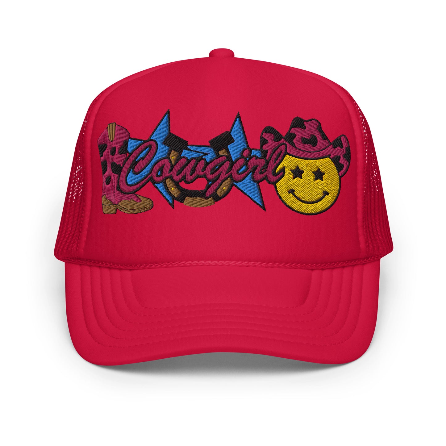 Cowgirl Embroidered Patches Otto Foam Trucker Hat