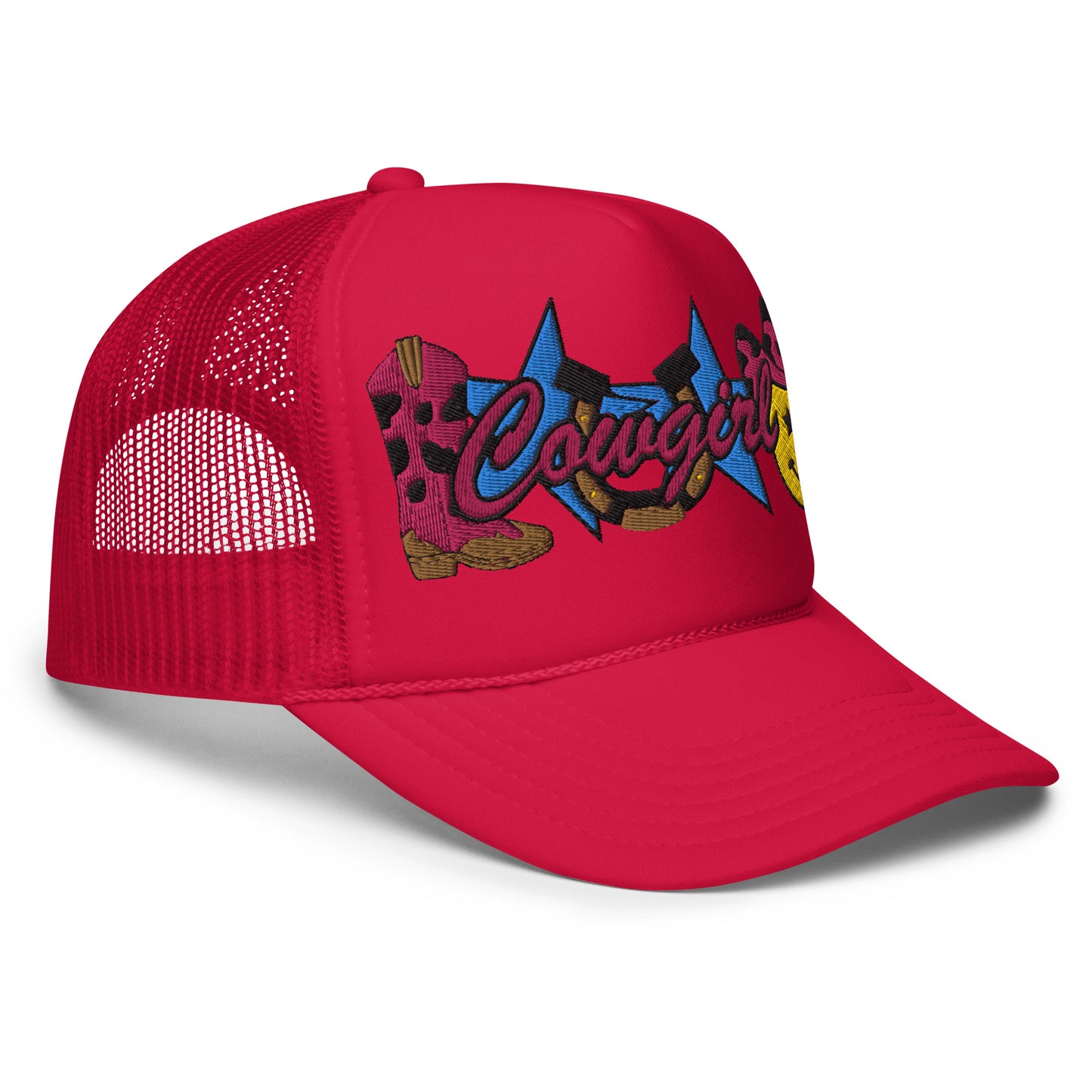 Cowgirl Embroidered Patches Otto Foam Trucker Hat