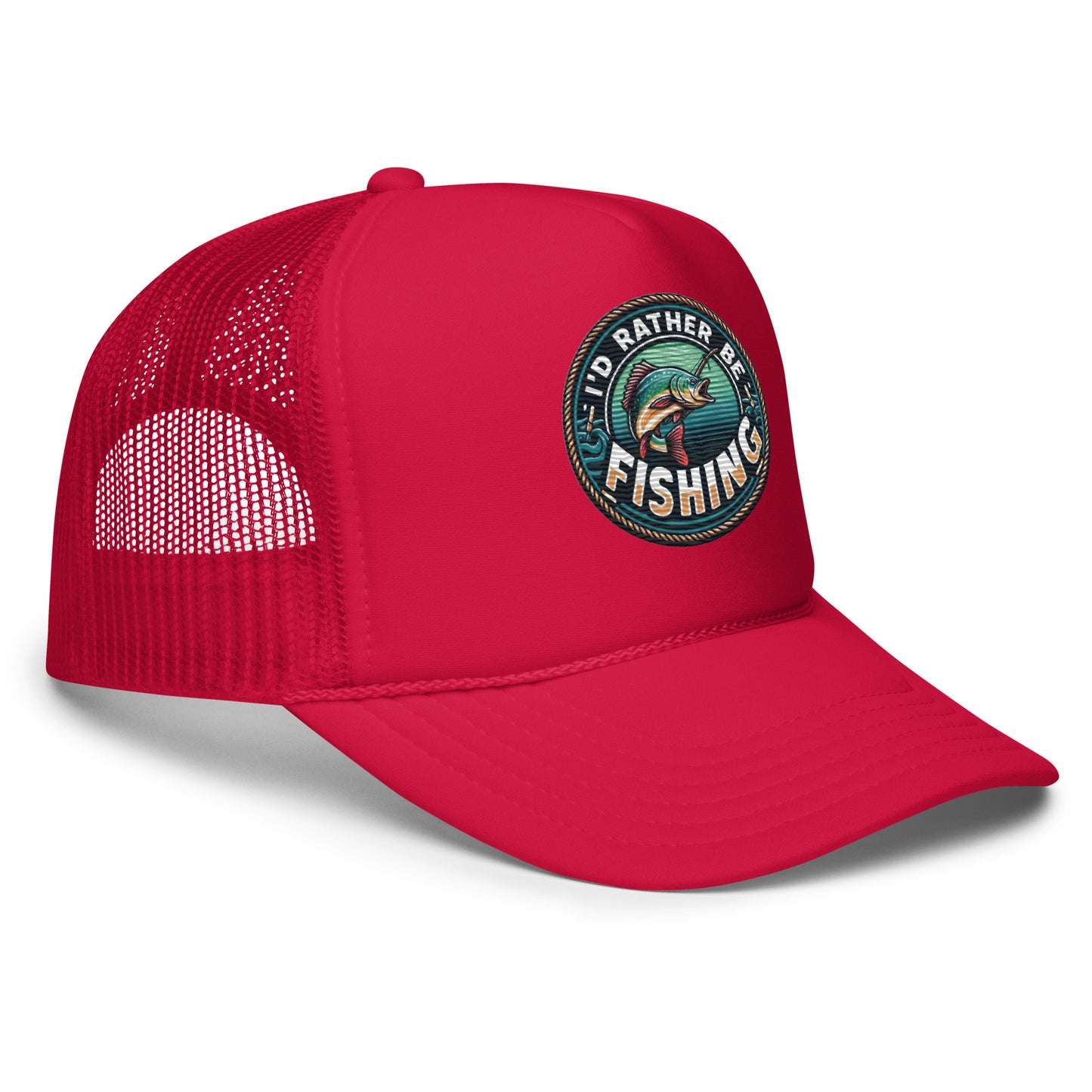 I'd Rather Be Fishing Embroidered Patch Otto Foam Trucker Hat