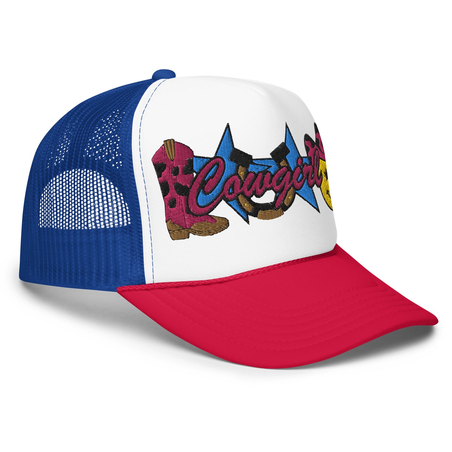 Cowgirl Embroidered Patches Otto Foam Trucker Hat