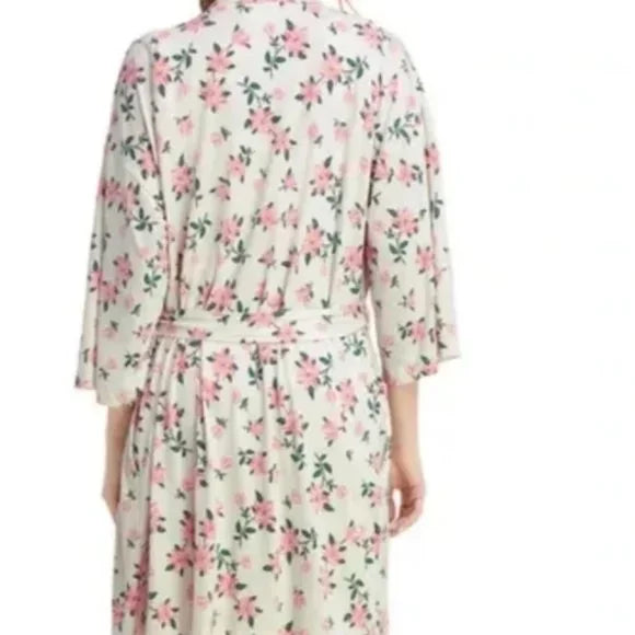 Draper James 2-Piece Robe and Sleepshirt Set in Coral Floral - Medium 8-10