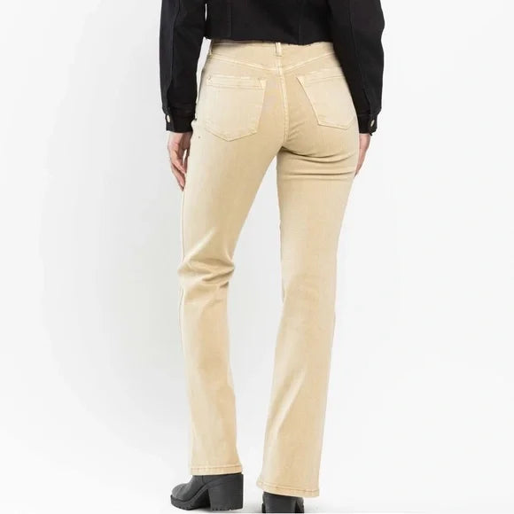 Judy Blue Mid-Rise Garment Dyed Khaki Slim Bootcut Jeans 88504