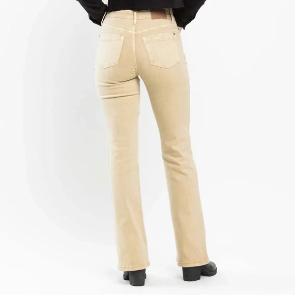 Judy Blue Mid-Rise Garment Dyed Khaki Slim Bootcut Jeans 88504
