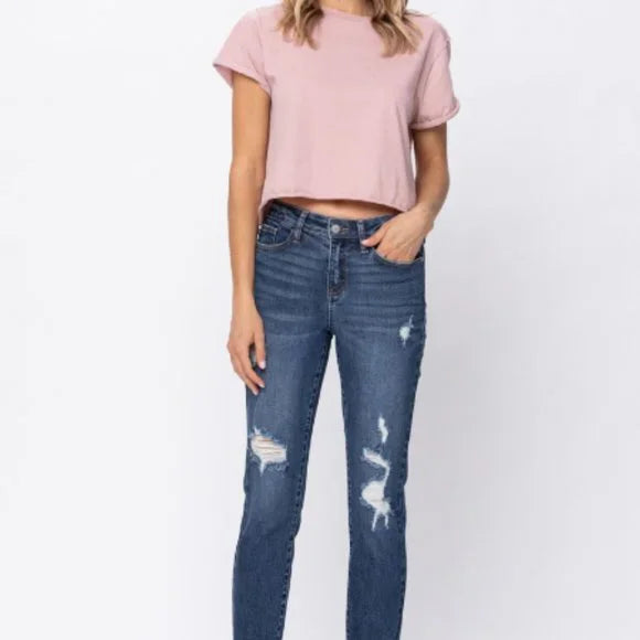 Judy Blue Mid-Rise Vintage Cut Off Relaxed Fit Jeans 88135