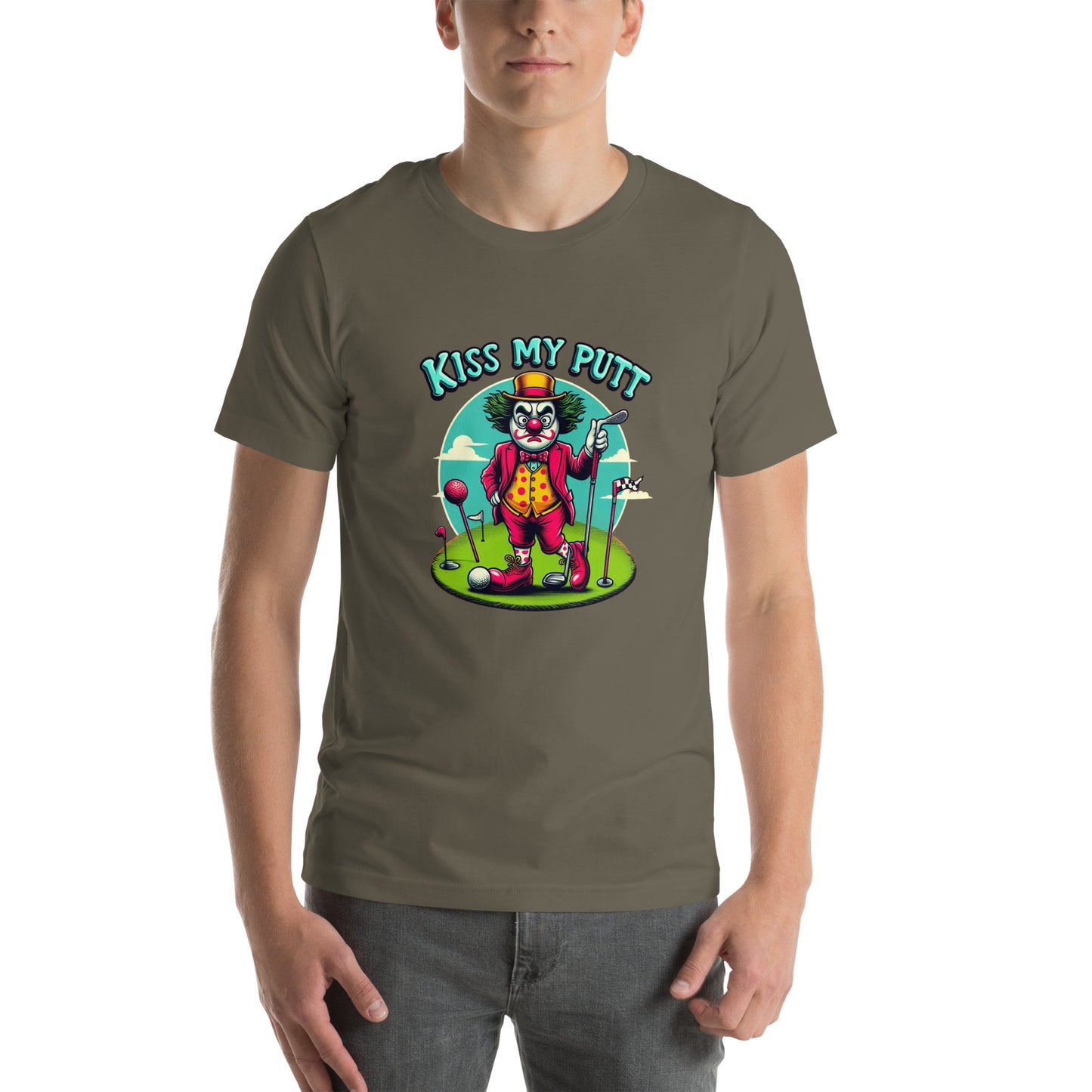 Funny Golf Printed T-Shirt: Kiss My Putt Unisex Short Sleeve Tee