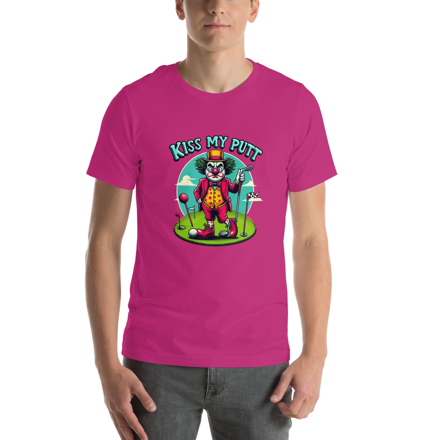 Funny Golf Printed T-Shirt: Kiss My Putt Unisex Short Sleeve Tee